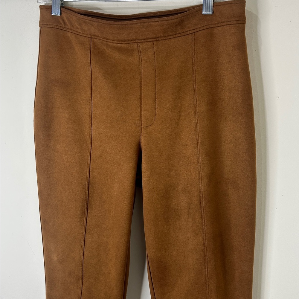 Spanx Faux Suede Flare Pants in Rich Caramel Seamed Pull On 20323R Size XL - Picture 8 of 14
